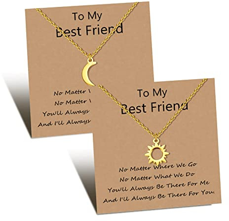 YELUWA Sonne Mond Stern Beste Freund Halskette Für 2/3 Freundschaft Bff | Übereinstimmung Pedant Halsketten Weihnachten Geburtstag Schmuck Geschenk Frauen Schwester Bestie Teen Mädchen Silber Gold