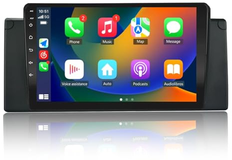 EZoneTronics Android Autoradio für BMW 5 E39 X5 E53 1999-2006 mit Wireless Carply & Andorid Auto 9 Zoll Touchscreen Radio mit Bluetooth GPS Navigation Mirrorlink USB WLAN SWC FM/RDS Radio 2G+32G