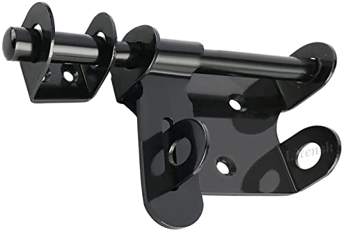 Litensh Slide Gate Latch Bolt Lock with Padlock Hole, Heavy Duty Fence Gate Bolt Latch Locks Hardware for Shed Wooden Fences Barn Yard Doors Outdoor Latch 6 Inch (Black)