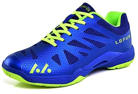 NGARY Chaussures de badminton pour adultes, hommes, légères et respirantes, pour l'intérieur, pour tennis, table, tennis, raquette, squash, volleyball, Bleu, 44 EU