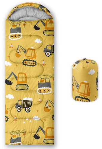 HOSIMA Schlafsack mit LKW-BAU-LKW-Bagger, für Kaltes Klima, für Erwachsene, Mädchen und Jungen, wasserdicht, für Herren, warm, Camping, Wandern, Outdoor, Reisen, Jagd, Kompressionssack (Bagger)