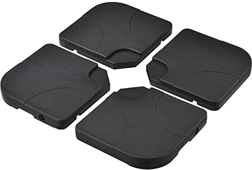 Eulenke Lot de 4 pieds de parasol déporté avec 60 litres d'eau / 80 kg de sable - En plastique HDPE noir - Avec connecteur métallique pour extérieur, terrasse, cour