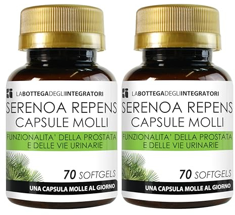 SERENOA REPENS 140 GÉLULES | AVEC 320 MG D'HUILE STANDARDISÉE À 90% | CAPSULES MOLLES POUR LA PROSTATE ET LES VOIES URINAIRES | 1 CAPSULE MOLLE PAR JOUR