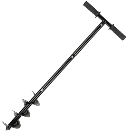 Handerdbohrer 60-85cm Einstellbarer, ø10cm Erdlochbohrer mit Abnehmbarer rutschfestem Griff für das Setzen von Zaunpfählen, Einpflanzungen, Garten Pflanzbohrer Pfahlbohrer Erdbohrer Pflanzbohrer