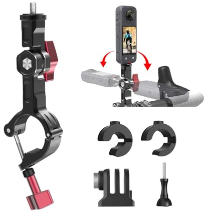 UNSTINCER Metall Action Kamera Halterung für 7~35 mm Rohr, 270° Verstellbar Cam Mount für GoPro Insta360 X5 X4 DJI Osmo AKASO Zubehör, Befestigung am Fahrrad Motorrad MTB E-Scooter Lenker Spiegel