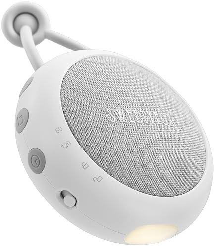 Sweety Fox - Weißes Rauschen Baby - Einschlafhilfe - Nachtlicht - Weiß | White Noise Machine · Weißes Geräusch · Spieluhr · 15 beruhigende Klänge · USB wiederaufladbar · tragbar · für Neugeborene