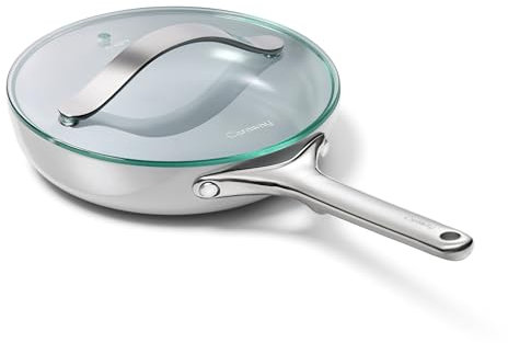 Caraway Nonstick Ceramic Mini Fry Pan With Glass Lid (1.05 qt, 8) - Non Toxic, PTFE & PFOA Free - Oven Safe & Compatible with All Stovetops (Gas, Electric & Induction) - Gray