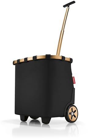 reisenthel carrycruiser Light Gold/Black – Tragbarer Einkaufstrolley mit stabilem Aluminiumrahmen, Schultergurt und herausnehmbarer Netz-Innentasche – Aus wasserabweisendem Material