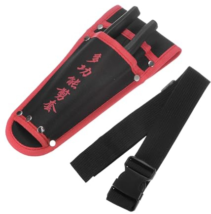 M METERXITY Funda para Tijeras de Jardín, Funda Portátil Antideslizante de Lienzo para Tijeras de Podar Con Soporte para Alicates Con Cinturón, Estuche para Tijeras de Jardín [Rojo-Negro]