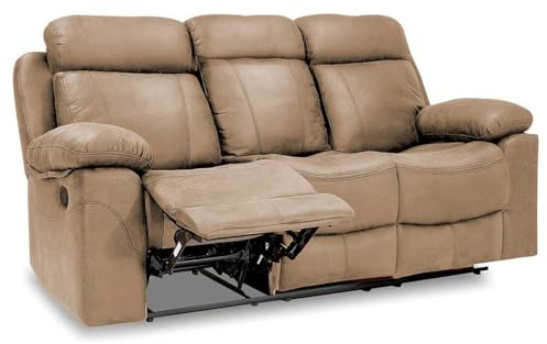 HOGAR24 ES - Sofá 3 Plazas Relax Con Apertura Manual, Reclinable, Acabado en Tejido Piedra - 206 cm (Ancho) x 102 cm (Alto) x 96 cm (Fondo)