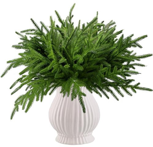 Lot de 6 branches de pin Norfolk artificielles de 45,7 cm pour loisirs créatifs, guirlande, couronne de Noël, intérieur et extérieur