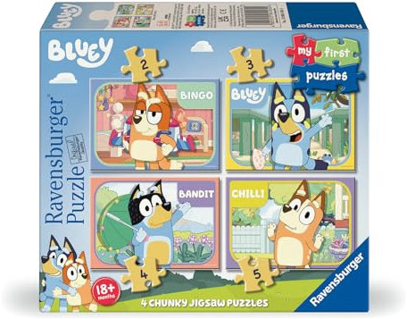 Ravensburger Bluey My First Jigsaw Puzzles for Kids Age 3 Years Up - 2, 3, 4 & 5 Pieces - Educational Toddler Gifts & Toys
