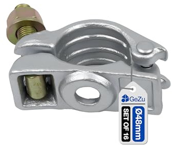 GeZu Impex Half Coupler Ø 48 mm Set of 16 | Electroplated Clamp for Scaffolding Steel Pipe Construction Tubes Coupling