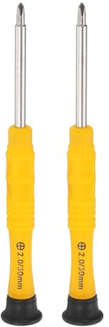 sourcing map 2pcs PH2.0 Mini Phillips Screwdriver 3mm Shank Cross Head 87mm Length for Small Appliances Repairs, Yellow