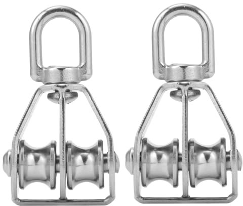KICHOUSE 2stücke Doppel-flaschenzug Edelstahl Umlenkrolle Mit Drehbarem Haken Leichtes Design Glatte Oberfläche Zum Heben Ziehen Für Seilführung Und Schwerlast Rigging
