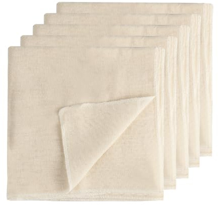 Cheese Cloths for Straining, Muslin Cloths for Cooking, Washable Unbleached Cotton Cheesecloth for Straining Cloth (60 x 60 CM - 5 PCS)