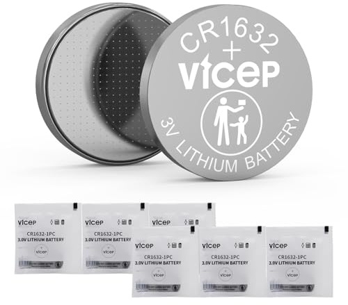 ViCep 6-Pack Piles CR1632 Pile Bouton CR 1632 Lithium 3V pour Les Porte-clés de Voiture, Les Montres, Les télécommandes, Les calculatrices et Autres, emballées Individuellement