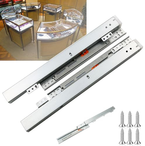 WANGJIANPENGPL 1 Paar Schubladenschienen Vollauszug, 20cm–75cm Schubladenauszüge Bodenmontage, Geräuscharme Maximale Tragkraft 60kg, Bodenmontage, für Alle Arten von Schubladen(45cm/18in)