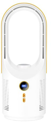 Genérico Ventilador de torre de escritorio recargable sin aspas, con 5 velocidades de viento, 4 velocidades, luces de ambiente, ventilador de mesa compacto, control de botón, 1800 mAh, USB ventilador