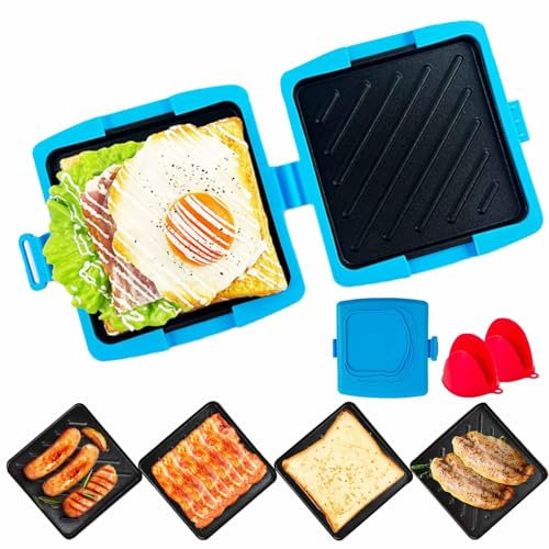 Macchina per toastie e sandwich per microonde, efficiente macchina per formaggi alla griglia con piatto antiaderente, tostapane per formaggio grigliato, cottura rapida (blu)