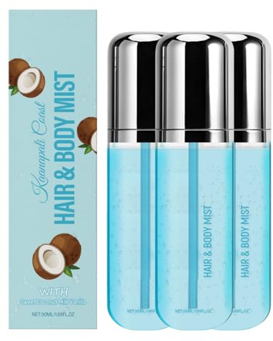 Vanille Parfüm Und Kokos Parfum,Kokosmilch Und Vanilla Perfume,Bodyspray Damen,Körperspray,Duftspray Für Haar Und Körper,Haarpflege,Hautpflege Spray Für Frauen Und Männer,60ML(Kokos 3 Stück)