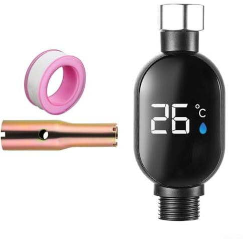 Termómetro de ducha digital impermeable con pantalla inteligente de temperatura para seguridad en el baño y lectura precisa Celsius adecuado para uso en baño (arriba)