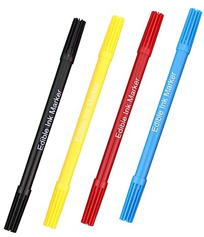 NOLITOY 4pcs Edible Coloring Pens Dual Tip Markers for Baking Food Coloring Pen Fine and Broad Nibs for Cookie Decorating and Baking Supplies