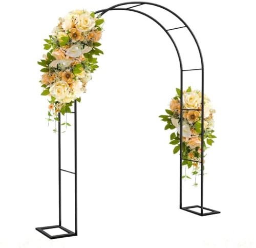 Arco de metal para jardín, enrejado para plantas trepadoras y rosas, 220 x 230 cm, resistente a la intemperie, soporte resistente para vides y flores, color negro (140 x 230 cm)