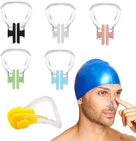 LACHT 6 Piezas Pinzas de Nariz para Natación, Clips de Nariz para Nadar, para Nadar Reutilizable para Adultos Niños Principiantes Nadadores Nasales De Silicona