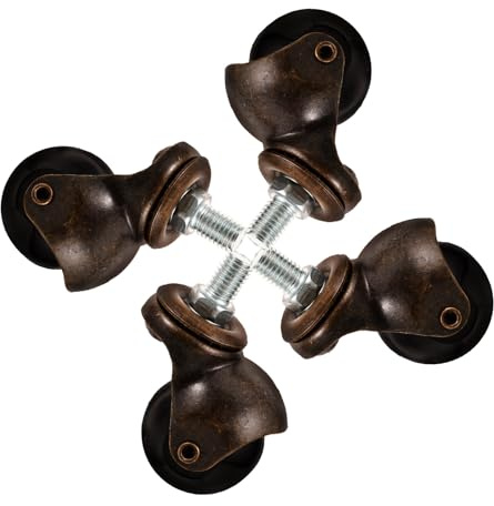 Ruedas para Silla de Oficina M10 de Bronce y Pp, Giratorias | Paquete de 4 Piezas, Diseño Varilla Roscada, Movimiento Suave Suelo, Uso Versátil en Escritorio