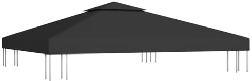 Sostituzione Tettoia Da Esterni, Copertura Superiore per Tendone Da Festa, Copertura Superiore per Gazebo a 2 Strati 310 g/m² 3x3 m Nera Per Cortile Portico Balcone Privato