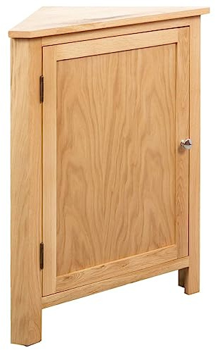 Mokuyary Armadio ad angolo 59 x 45 x 80 cm, in legno di rovere massello, armadio da cucina per soggiorno, camera da letto