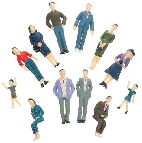 Balacoo 12 Figuras de Personas Pintadas en Abs para Maquetas, Miniaturas Prácticas y Realistas, Escenas de Trenes y Paisajes Varios Estilos