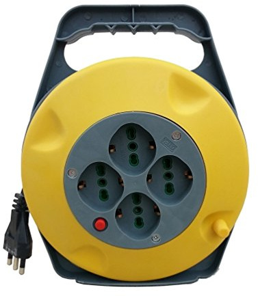 Prolunga elettrica con avvolgicavo 10m con pulsante di protezione