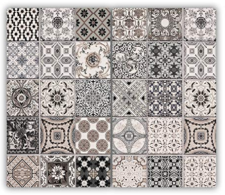 Planche à Découper pour la Cuisine 2x30x52 cm Symétrique Décoration Résistant à la Chaleur Avec Impression Contact Alimentaire Bords Polis Pieds Antidérapants Modernité - Carreaux de céramique