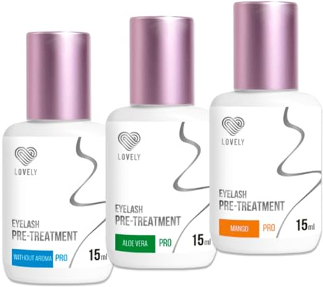 LOVELY Wimpernverlängerung Pre-Treatment 15ml - Reiniger, Cleanser, zur Vorbehandlung Duft: MANGO - Wimpern Entfetter - Wimpernvorbereitung für künstliche Wimpern - Wimpernpflege, Wimpernreiniger