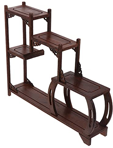 STOBOK Antike Display Rack Chinesischen Holz Palisander Display Stand Dekoration Kunst Retro Wand Carving Handwerk Topf Rack Curio Schränke