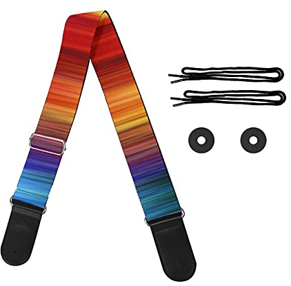 Jeiento Gitarrengurt mit verstellbarem Gurt, zur Aufbewahrung von Gitarrenplektren, Geschenk für Gitarristenliebhaber, regenbogenfarben, M