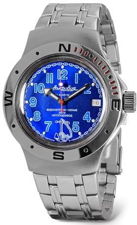 VOSTOK Amphibia 060382 Sea Captain Automatik-Armbanduhr mit Selbstaufzug, Stahl Standard, Taucher