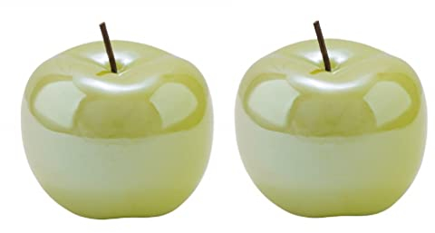 ETC dekorativer Deko-Apfel Dekoobjekt Apfel Keramik hellgrün glänzend in verschiedenen Größen (2 x mittel)