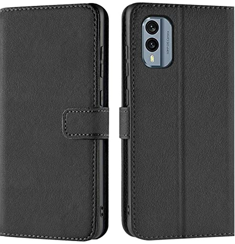 Verco Handyhülle für Nokia X30 5G Hülle, Bookcase Tasche Flipcover für Nokia X30 Case [Kartenfächer/Aufstellfunktion], Schwarz