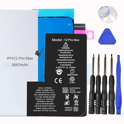Remplacement de Batterie pour iphone. Le kit de Batterie pour iPhone Comprend Un Autocollant étanche, des Autocollants de Batterie, des Outils magnétiques. (iPhone 12 Pro Max)
