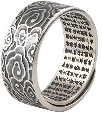 Homxi Ringe Herren und Damen,Ring Wolke mit Herz-Sutra Ring Verstellbar Silber 929 Silber Trauringe Verstellbar