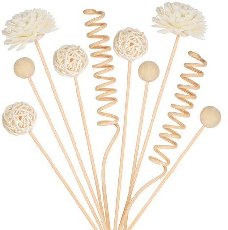 Reed Diffuser Stick,WUTAOBON 10Pcs 10Inch Natural Rattan Flower Reed Fragrance Diffuser Set, Fragrance Diffuser Replacement Rattan Sticks Home Decor (Primary Color)