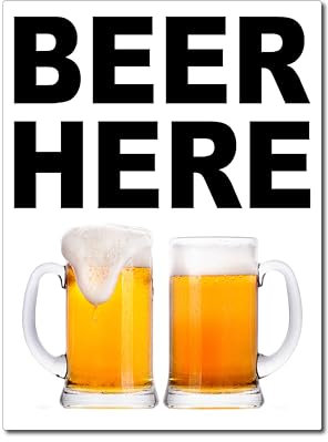 Funny Beer Fridge Magnet, Beer Here Refrigerator Magnet, Man Cave Bar Cart Accessories, Beer Glasses Mugs Cheers, Warning Beer Sign Sticker, for Home Bar Pub Kitchen Decor, 1 pc Bar Sign (4x3)