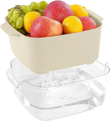Coladores y coladores de alimentos de 8.2 cuartos de galón, juego de cuencos, cesta de lavado de frutas y verduras, colador grande 2 en 1, colador grande para alimentos, frutas, cesta de colador de