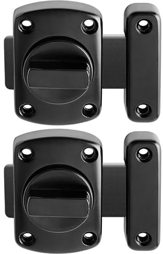 Litensh 2PCS Edelstahl Türriegel Latch, Diebstahlsicherung Torriegel Türschloss Gebürsteter Sicherheitsschrank Türverriegelung Haustür Schiebeschloss Drehriegel Riegelschloss Schieberiegel Schwarz