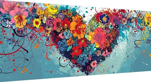 Qiaoqoo Liebe Diamond Painting xxl 225x90cm, 5D DIY Diamant Painting Bilder Blume Diamand Painting Kinder mit Diamond-Painting Zubehör, Groß Diamant kunst Basteln Erwachsene, Home Décor Malerei