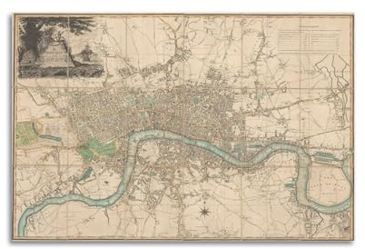 Poster mit Vintage-Karte, An Unrecorded State of An Early 19th Century Plan of London, Wandkunstdruck, Retro, ästhetische Raumdekoration, Gemälde, Leinwand, Dekoration für Zuhause und Büro, 30 x 45
