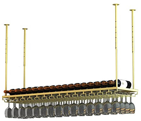 IBOWZ Deckenverzierung Deckenregal Decken-Eisen-Weinregale, verstellbare Höhe, industrieller Metall-Stemware-Becherhalter, hängendes Weinglas-Regal, Bars, Küchen, Restaurant, Dekorationsregal